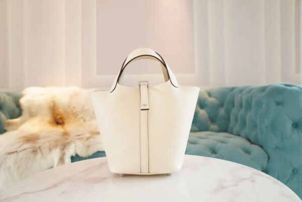 6339d09d8dc3ca1-1 Hermes Handmade Boutique I2 Nata Clemence Leather Picotin18CM Tote Bag