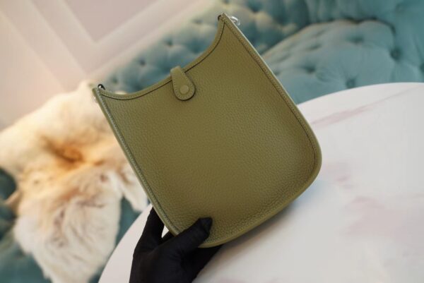 6370cbc02df6569 God Factory Bags Hermes Mini Evelyne 16CM Q1 Sauge Clemence Leather Silver Hardware