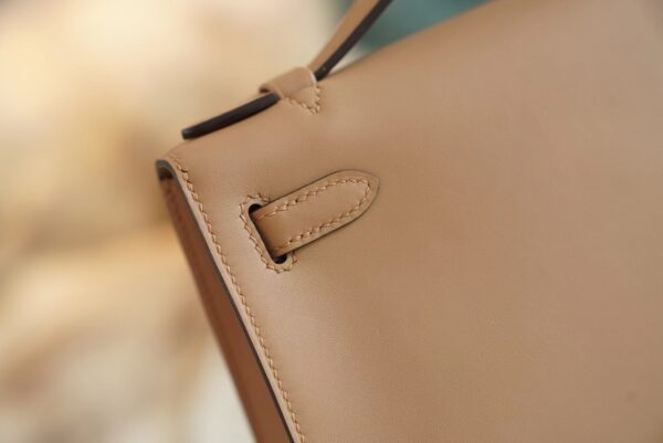 63d38cf2b2dda61 Full Handmade Hermes Kelly Pochette 22cm 0M Chai Swift Leather Silver Hardware