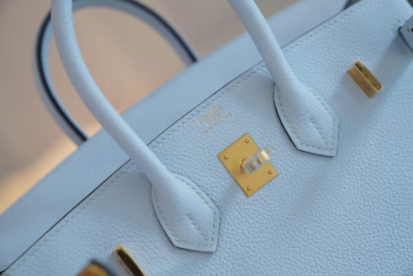6445985baa1c6c6 Full Handmade God Factory Bags Hermes Birkin 25CM T0 Blue Brume Togo Leather Gold Hardware