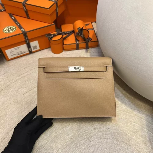 UK London Hermes 0M Chai Kelly Danse 22CM Evercolor Silver Hardware
