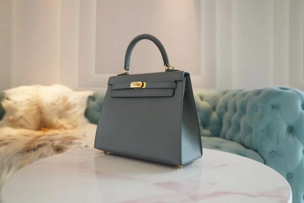 64b63a4d7f58b3e Full Handmade Hermes CK63 Vert Amande Kelly 25CM Epsom Leather Gold Hardware
