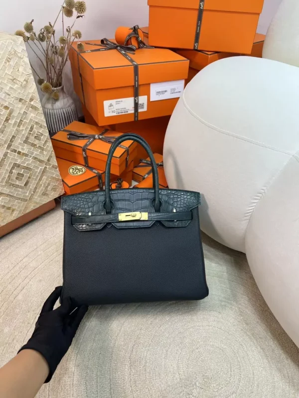 64dc950d5ff31e0-jpg-1 Hermes Birkin Touch 30CM 6O Vert Cypres Matte Alligator Crocodile / Togo Gold Hardware