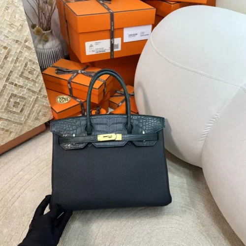 Hermes Birkin Touch 30CM 6O Vert Cypres Matte Alligator Crocodile / Togo Gold Hardware