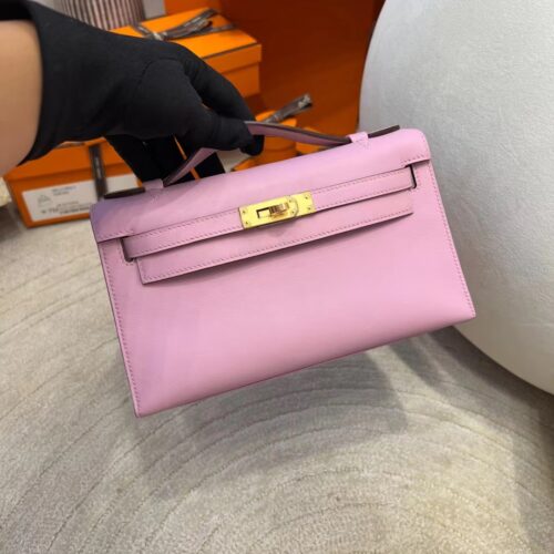 Thailand Bangkok Hermes Kelly Pochette 22 Swift Leather X9 Mauve Sylvestre Gold Hardware