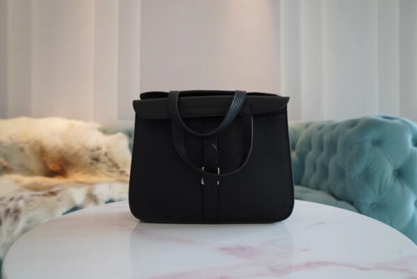 6508c9deb6b840b God Factory Bags Hermes CK89 Black Clemence Leather Halzan Mini 20CM Silver Hardware