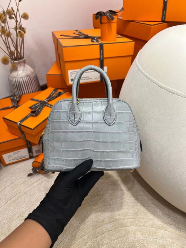 65a4199e5524ecb-1 Australia Sydney Hermes Mini Bolide 18CM Matte Alligator 0V Gris Ciment Gold Hardware