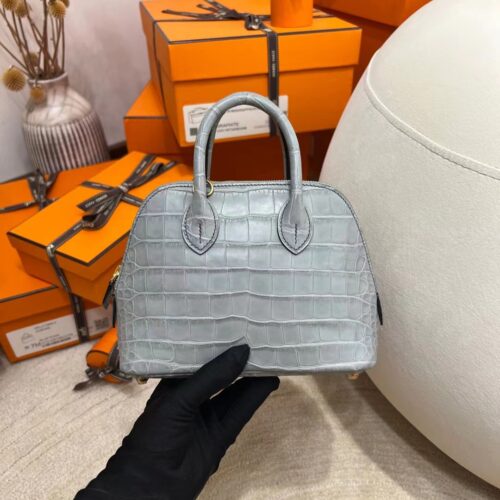 Australia Sydney Hermes Mini Bolide 18CM Matte Alligator 0V Gris Ciment Gold Hardware
