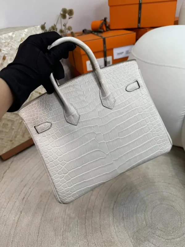 65cd198327df7c4-jpg Full Handmade HCP Matte Porosus Crocodile Birkin 25CM 8L Beton Gold Hardware
