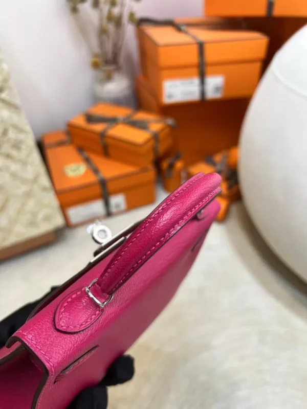 65f7933cc1c90be-jpg Canada Ottawa Chevre Leather Mini Kelly 19CM L3 Rose Purple Silver Hardware