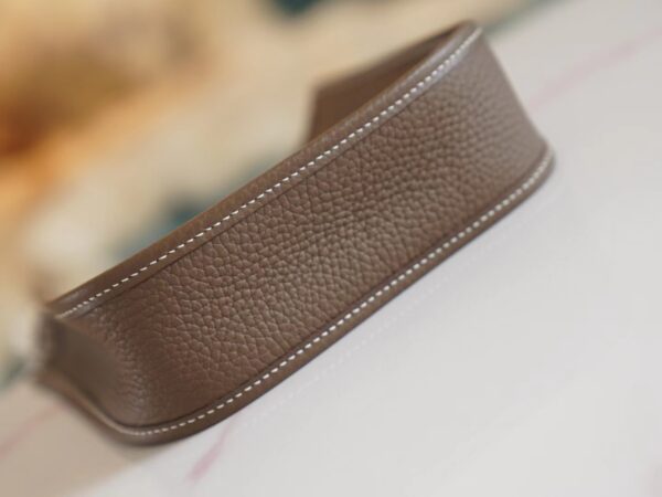 6618b178b4054af Full Handmade Hermes Evelyne Mini CK18 Etoupe Clemence Leather Gold Hardware