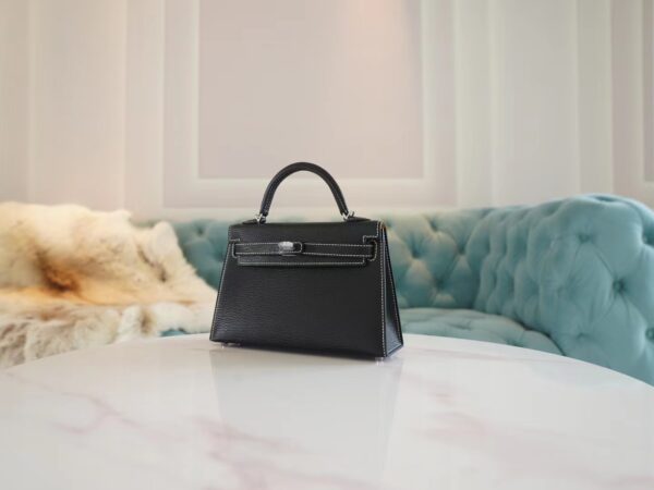 661fbb64d16a18a God Factory Bags Hermes CK89 Nior/Brown Inner Chevre Leather Mini Kelly19CM