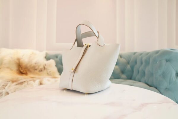 66ac5bdf29329ab God Factory Bags Hermes C80 Gris Pearl Clemence Leather Picotin18CM Gold Hardware