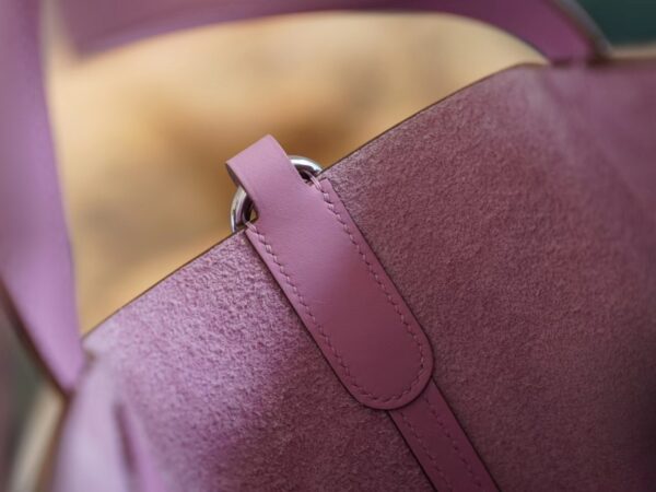 66bc6e29b12ed27 Hand Stitching Hermes Clemence In The Loop Pouch X9 Mauve Sylvestre Silver Hardware