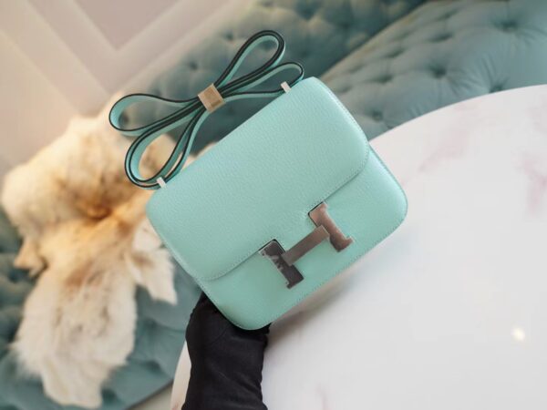 67188d7b99f6648-1 New God Factory Bags Hermes 79 Aqua Chevre Leather Constance 19CM Silver Hardware