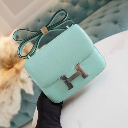 New God Factory Bags Hermes 79 Aqua Chevre Leather Constance 19CM Silver Hardware