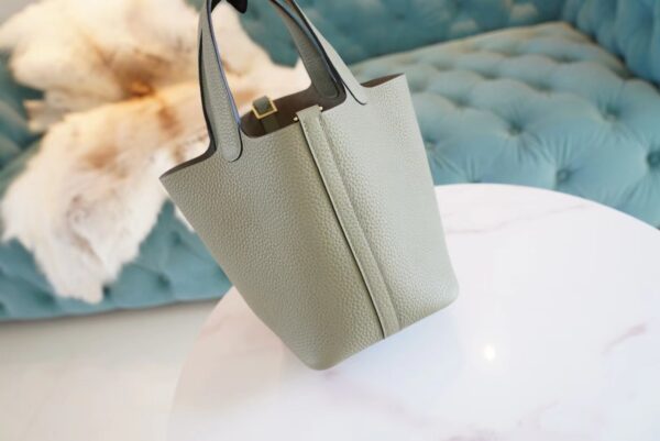 672bacc8a0b157c Full Handmade Hermes Picotin18CM Q1 Sauge Clemence Leather Gold Hardware