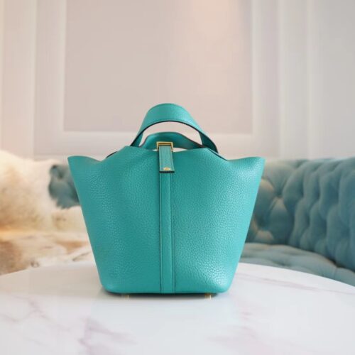 Full Handmade Hermes U1 Verone Clemence Leather Picotin18CM Gold Hardware