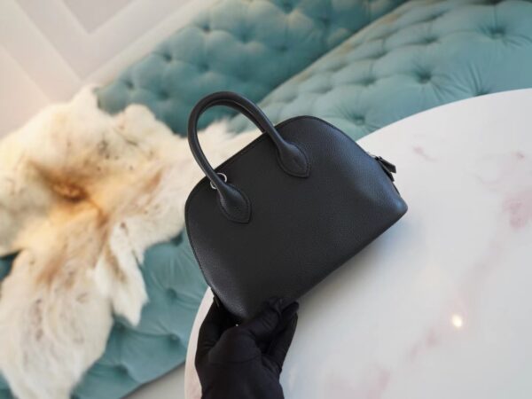 69aca1f4cb94568 Hand Stitch Hermes Mini Bolide18CM CK89 Black Evercolor Leather Silver Hardware