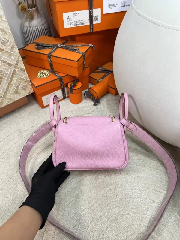 6ba597cd4973bfb-jpg New Arrival Hermes Clemence Leather X9 Mauve Sylvestre Mini Lindy 19CM Gold Hardware