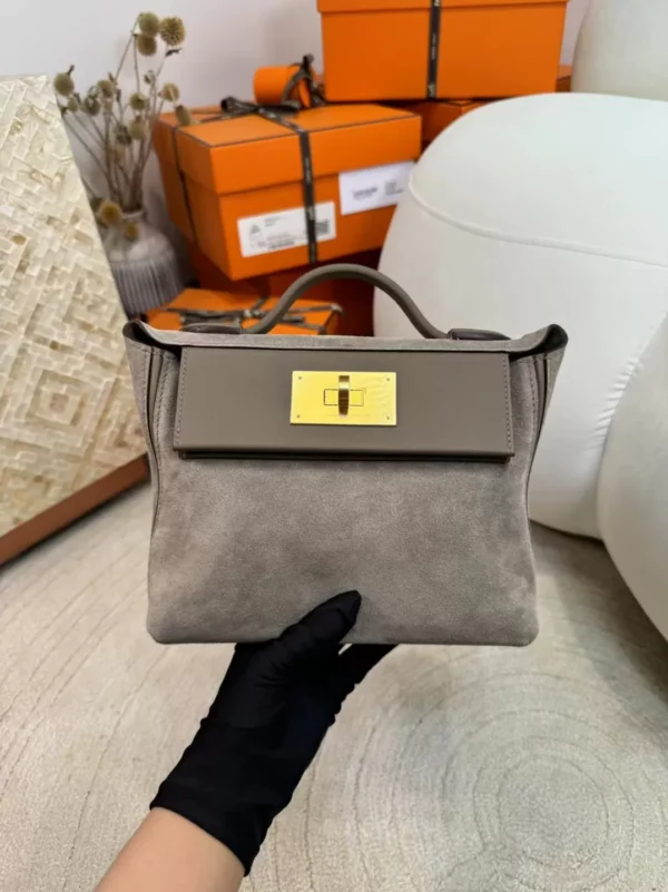 6cd500fa75149ef-jpg-1 New 18 Etoupe Suede Kelly 2424 Mini 21CM Gold Hardware