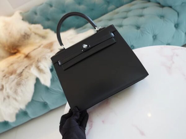 6ce6f9ae2f12ab6 Wholesale Hermes Kelly25CM CK89 Nior Box Leather Women’s Bag Silver Hardware