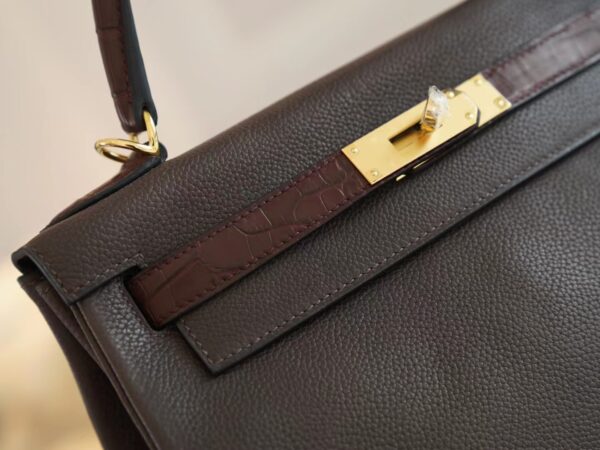 6d52f94a8338174 God Factory Bags Hermes Barenia Faubourg/ Matte Crocodile Kelly Touch 28CM 46 Ebene Gold Hardware