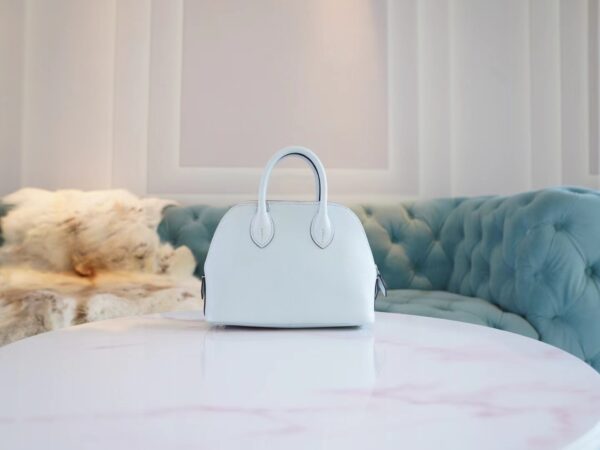 6dcda993033ff3a-1 Sale God Factory Bags Hermes Mini Bolide18CM T0 Blue Brume Chevre Leather Silver Hardware