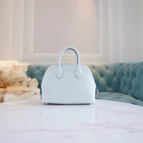 Sale God Factory Bags Hermes Mini Bolide18CM T0 Blue Brume Chevre Leather Silver Hardware