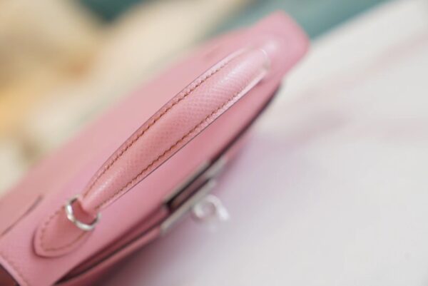 6df6e763eab131e 【God Factory Bags】Hermes 5P Rose Mini Kelly 19CM Epsom Leather Silver Hardware