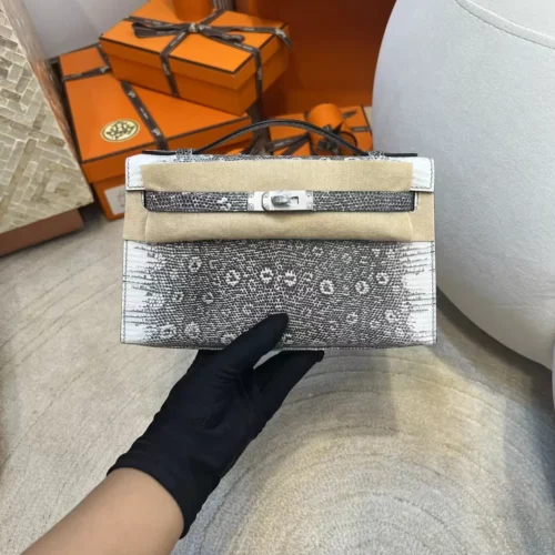 Hermes Ombre Lizard Leather Kelly Pochette 22CM Silver Hardware