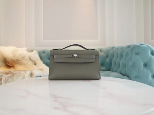 6e8a3e828ca5214-1 God Factory Bags Factory Hermes 0L Gris Meyer Swift Leather Kelly Pochette22cm Silver Hardware