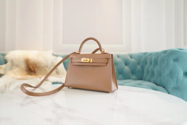6ec6c9d4983748e Full Handmade Hermes Mini Kelly19CM 2J Quebracho Chevre Leather Gold Hardware