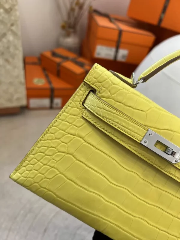 6f1acec1a58528a-jpg Australia Sydney Hermes M9 Mimosa Mini Kelly 19CM Matte Alligator Crocodile Silver Hardware