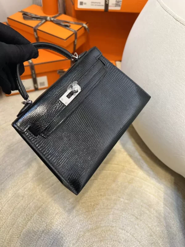 6f1e9296fb5213e-jpg Hong Kong Hermes Lizard Leather Mini Kelly 19CM 89 Noir Silver Hardware