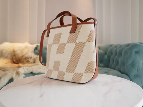 6f7e61ea7ae5007 Lcmode Factory Hermes CK37 Gold H en Biais27 Canvas/Swift Leather Tote Bag