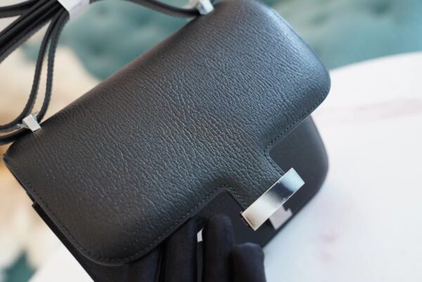 70501dd1338e4cc God Factory Bags Hermes Factory CK89 Black Chevre Leather Constance 19CM Silver Hardware