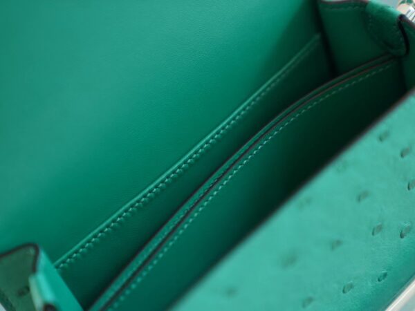 7064a41c68827b7 Sale God Factory Bags Hermes Roulis Mini18cm U4 Vert Vertigo KK Ostrich Leather Silver Hardware