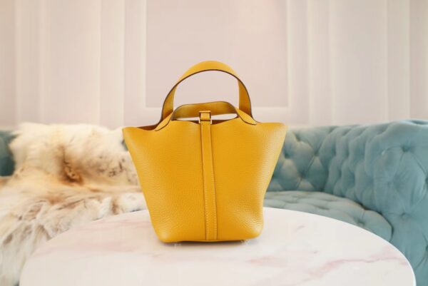 70d42e8f2025af2-1 God Factory Bags Factory Hermes Picotin Bag18CM 9D Amber Clemence Leather Silver Hardware