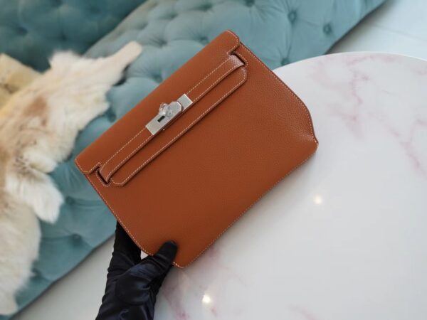 71069e6713a4ef2-1 Full Handmade Hermes Kelly Depeches 25CM CK37 Gold Togo Silver Hardware