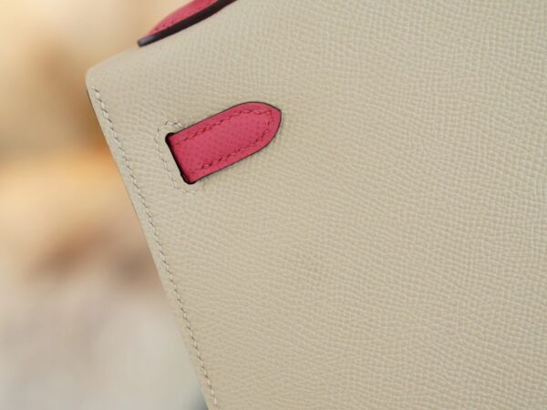 71d51bba6c1d378 Handmade Hermes Kelly Sellier 25CM Epsom CK10 Craie/ 8W Rose Azalee Brush Gold Hardware