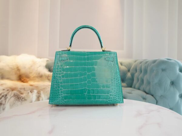 71db0d82fa920b3 God Factory Bags Hermes Kelly Sellier 25CM O6 Vert Jade HCP Shiny Alligator Gold Hardware