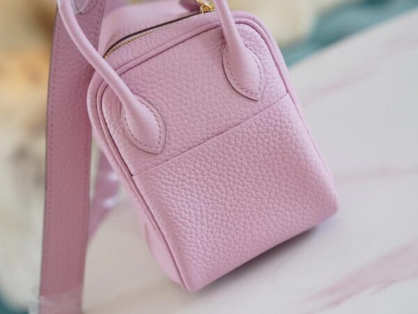 71fc1877ddbaa32 Discount Hermes X9 Mauve Sylyestre Chevre Leather Mini Lindy19CM Gold Hardware