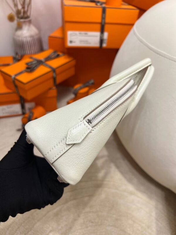 722884d90ec6b44 Qatar Doha Hermes Mini Bolide 18 Chevre Leather 10 Craie Silver Hardware