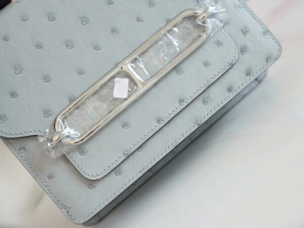 725d278e1c8d205 Discount Hermes Roulis Mini18cm 8U Blue Glacier South Africa KK Ostrich Leather