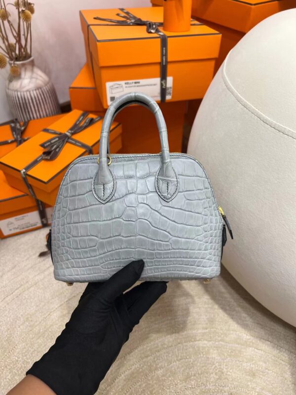 732f8d56bada976 Australia Sydney Hermes Mini Bolide 18CM Matte Alligator 0V Gris Ciment Gold Hardware