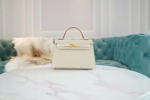 733b6c16e2d53ae-1 God Factory Bags Hermes C10 Craie Epsom Leather Mini Kelly II 19CM Gold Hardware