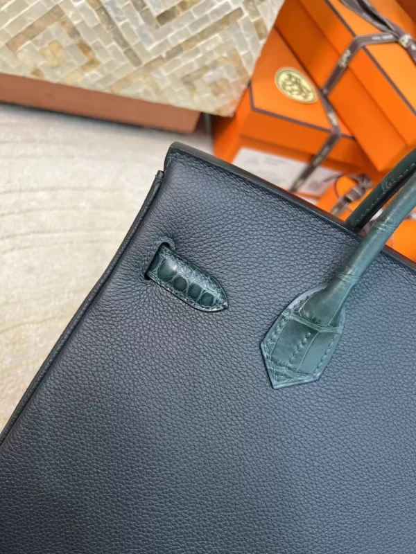 739150723e8e976-jpg Hermes Birkin Touch 30CM 6O Vert Cypres Matte Alligator Crocodile / Togo Gold Hardware