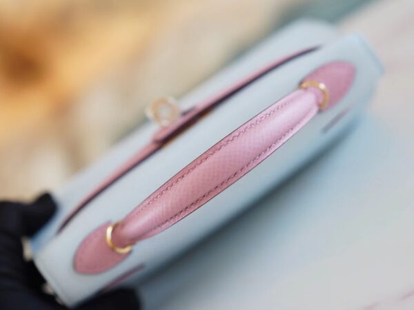 739442cb88cbe84 God Factory Bags Hermes Mini Kelly19CM T0 Blue Brume & X9 Mauve Sylyestre Epsom Leather
