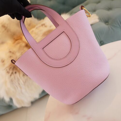 God Factory Bags Hermes In The Loop18CM X9 Mauve Sylyestre Clemence Leather Gold Hardware